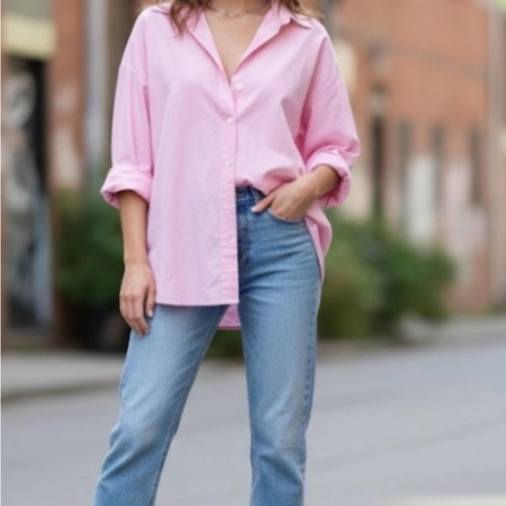Zara Oversized Pink Button Down Shirt. New Without Tags! Size Large.